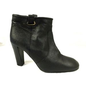 Delman Boot Ankle Bootie Pebbled Leather Round Toe